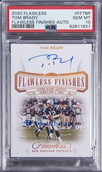 2020 Panini Flawless "Flawless Finishes Autographs" #FFTBR Tom Brady Signed & Inscribed Card (#03/10) - PSA GEM MT 10